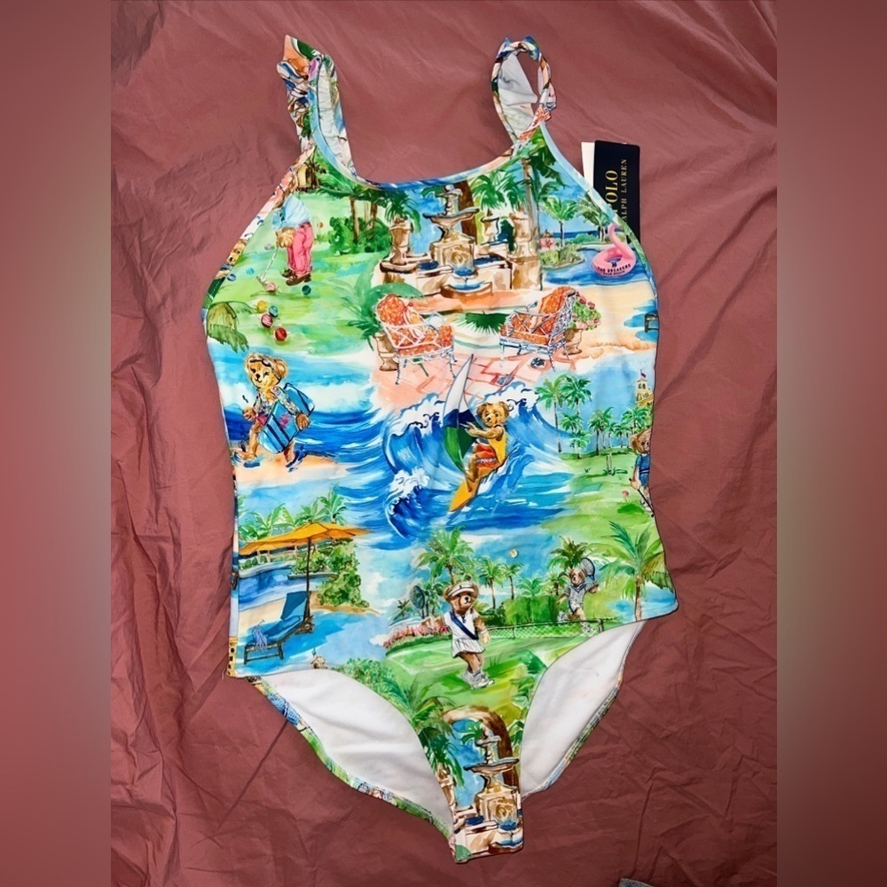 MSRP $75 polo ralph lauren girls‎ one piece swimsuit Size 16